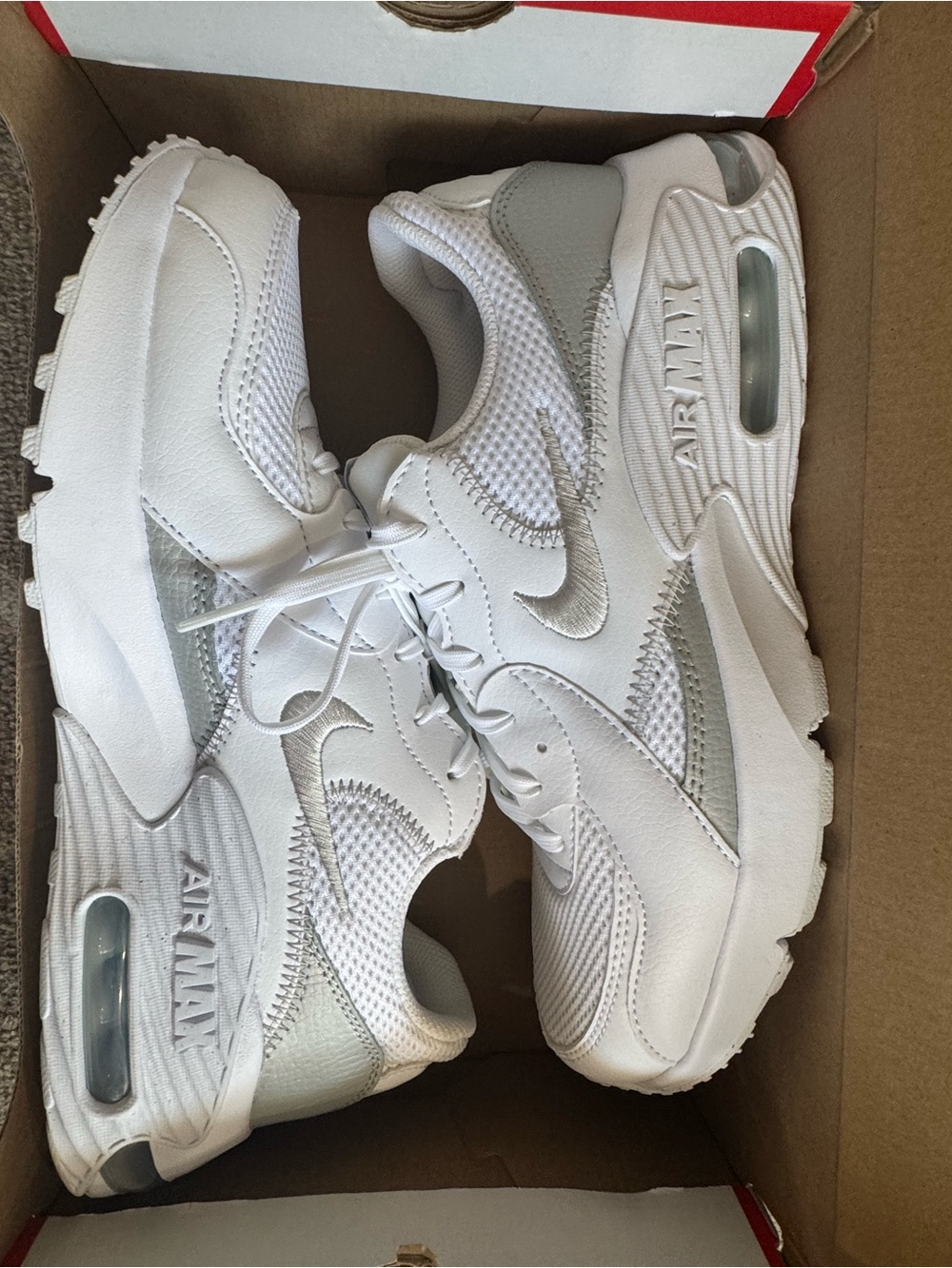 Nike White and Silver Air Max Running Sneakers